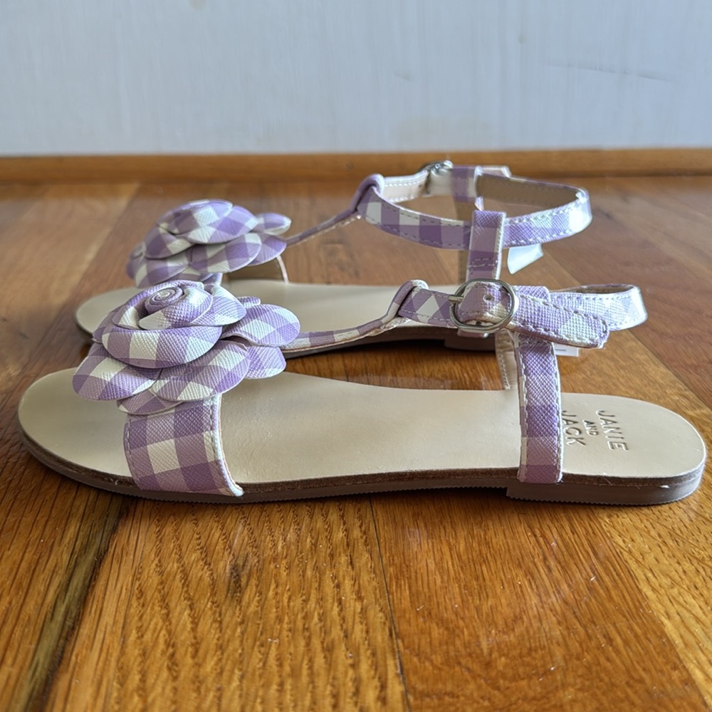 Janie and Jack Girls’ Size 13 Lilac Gingham Sandals - Picture 4 of 10